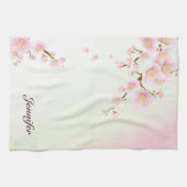 Monogram roze en witte Natuur Theedoek (Horizontaal)