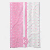 Monogram roze en witte poka dot theedoek (Verticaal)