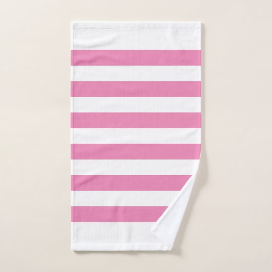 Monogram roze en witte strepen bad handdoek (Handdoek)