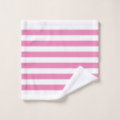 Monogram roze en witte strepen bad handdoek (Wasdoekje)