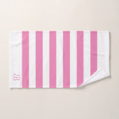 Monogram roze en witte strepen bad handdoek (Handdoek)