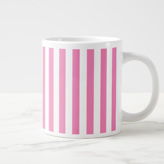 Monogram roze en witte strepen grote koffiekop (Rechts)