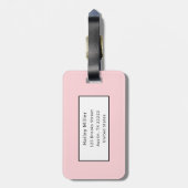Monogram roze en witte stripe trendy bagagelabel (Achterkant verticaal)