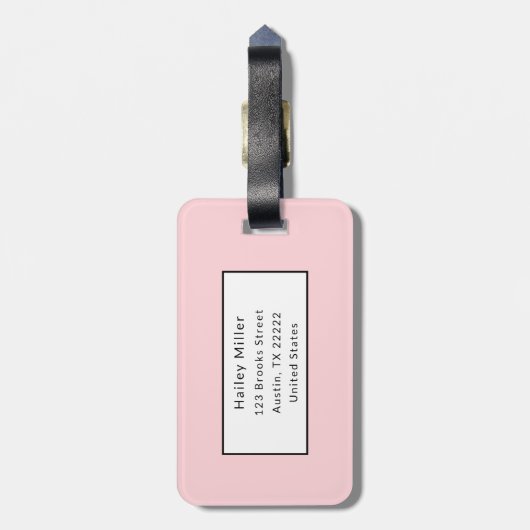 Monogram roze en witte stripe trendy bagagelabel (Achterkant verticaal)