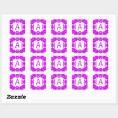 Monogram roze en witte symmetrische markeringen vierkante sticker (Vel)