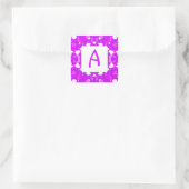 Monogram roze en witte symmetrische markeringen vierkante sticker (Tas)