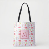 Monogram Roze en Witte zweren Tote Bag (Voorkant)