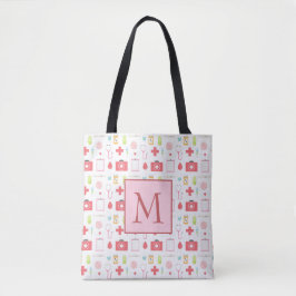 Monogram Roze en Witte zweren Tote Bag