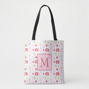 Monogram Roze en Witte zweren Tote Bag