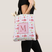 Monogram Roze en Witte zweren Tote Bag (Dichtbij)