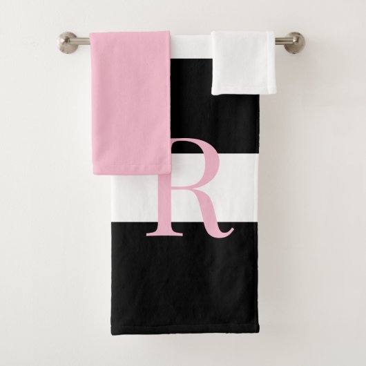 Monogram roze en zwart bad handdoek (Insitu)