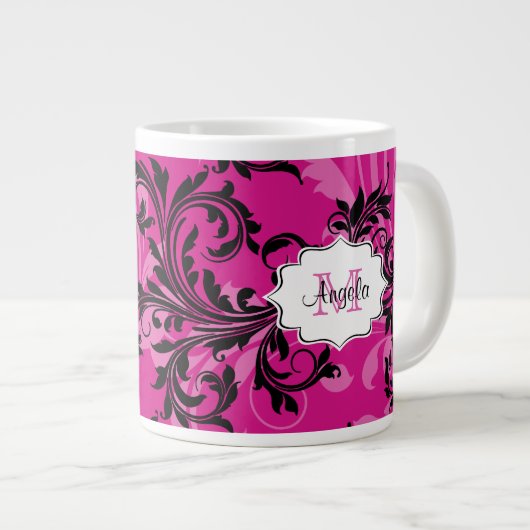 Monogram Roze en Zwart Roze Jumbo 20 oz. Mok (Voorkant rechts)