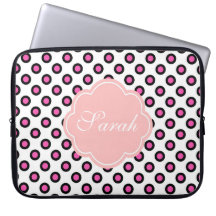 monogram roze en zwarte cirkel polka stipt