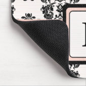 Monogram Roze en Zwarte Damask Muismat (Hoek)