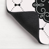 Monogram roze en zwarte feminine bows muismat (Hoek)