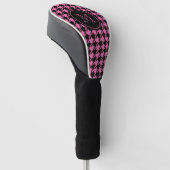 Monogram roze en zwarte heoundstooth golfheadcover (Schuin)