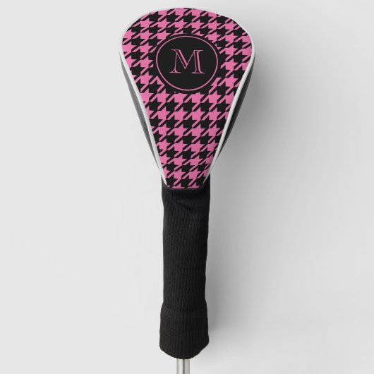 Monogram roze en zwarte heoundstooth golfheadcover (Voorkant)