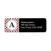 Monogram roze en zwarte poka Dots Etiket (Voorkant)