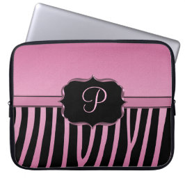 Monogram roze en zwarte Zebra Laptop Sleeve