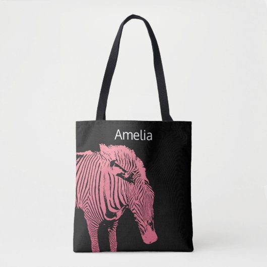 Monogram Roze en zwarte Zebra Tote Bag (Voorkant)
