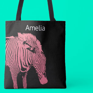 Monogram Roze en zwarte Zebra Tote Bag