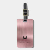 Monogram roze Faux metaal gestormd, gepersonalisee Bagagelabel (Voorkant verticaal)
