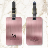 Monogram roze Faux metaal gestormd, gepersonalisee Bagagelabel