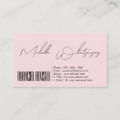 Monogram roze FINANCIËLE ADVISEUR modern script Visitekaartje (Achterkant)