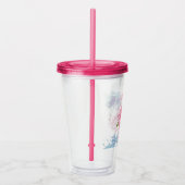 Monogram roze flamingo acryl drinkbeker (Rechts)