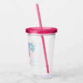 Monogram roze flamingo acryl drinkbeker (Links)