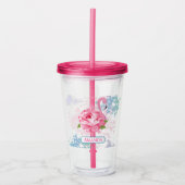 Monogram roze flamingo acryl drinkbeker (Voorkant)