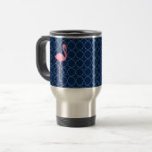 Monogram Roze Flamingo Navy Quatrefoil Reisbeker (Voorkant links)