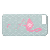 Monogram Roze Flamingo + Quatrefoil Case-Mate iPhone Case (Achterkant (Horizontaal))