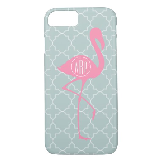 Monogram Roze Flamingo + Quatrefoil Case-Mate iPhone Case (Achterkant)