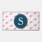 Monogram roze flamingo schattig bureaumat (Voorkant)