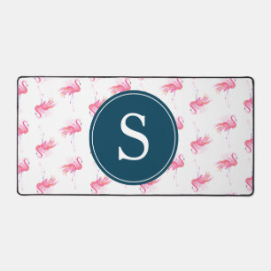 Monogram roze flamingo schattig bureaumat