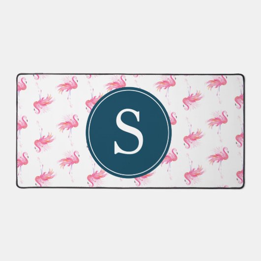 Monogram roze flamingo schattig bureaumat (Voorkant)