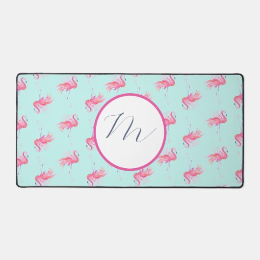 Monogram roze flamingo schattig bureaumat (Voorkant)