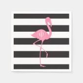 Monogram roze flamingo + zwart + witte strepen servet (Voorkant)