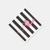 Monogram roze flamingo + zwart + witte strepen servet (Hoek)