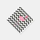Monogram roze flamingo + zwarte Chevron Servetten (Hoek)