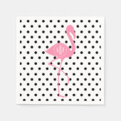 Monogram roze flamingo + zwarte polka dot servetten (Voorkant)