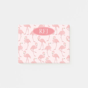 Monogram Roze Flamingos Post-it® Notes