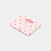 Monogram Roze Flamingos Post-it® Notes (Schuin)