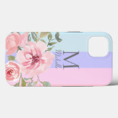 Monogram Roze Floral Case-Mate iPhone Case (Achterkant (horizontaal))