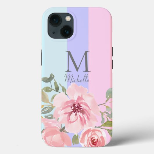 Monogram Roze Floral Case-Mate iPhone Case (Achterkant)