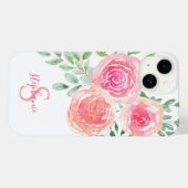 Monogram Roze Floral Case-Mate iPhone Case (Achterkant (horizontaal))