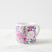 Monogram Roze Floral Espresso Kop (Voorkant rechts)