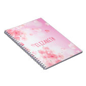 Monogram Roze Floral Feminine Journal Notitieboek (Rechterzijde)