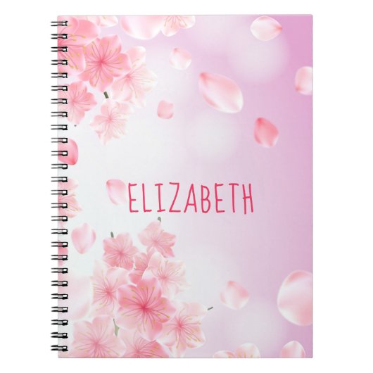 Monogram Roze Floral Feminine Journal Notitieboek (Voorkant)